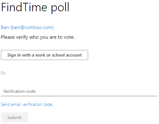 Voorbeeld van een poll waarvoor de organisator verificatie vereist heeft om te stemmen.
