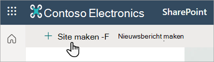 Schermopname van de opdracht Site maken in SharePoint Online.