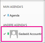 Outlook Web App met de agenda van een gedeeld postvak geselecteerd