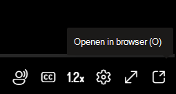 In een menu wordt een optie weergegeven voor het openen van een video in een nieuwe browser.