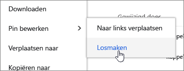 Een bestand hightlight maken met Vastmaken en Losmaken gemarkeerd