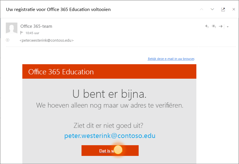 Schermafbeelding van het scherm voor definitieve verificatie van de aanmelding bij Office 365.