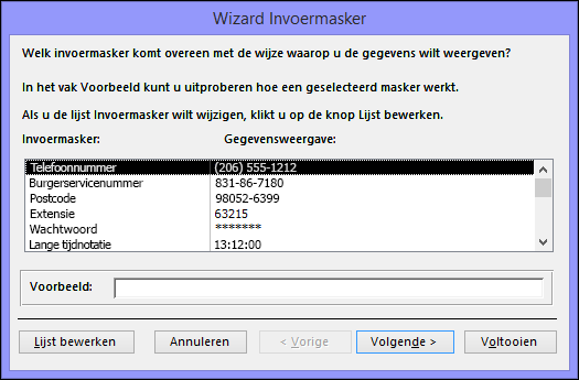 Wizard Invoermasker in Access-bureaubladdatabase