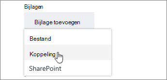 Opties voor het gebruik of uploaden van een bijlage