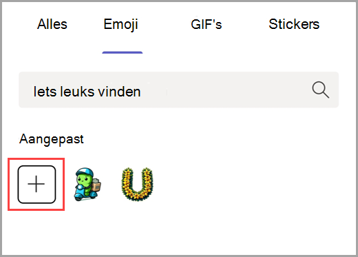 Selecteer het plusteken om aangepaste emoji toe te voegen.