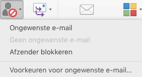 Ongewenste e-mail op het lint met de optie afzender blokkeren