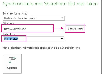 Project opslaan in SharePoint