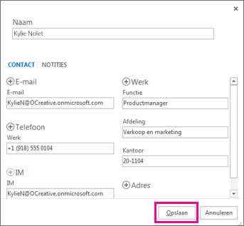 Een nieuwe contactpersoon toevoegen aan Outlook vanuit een bericht