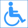 Pictogram van iemand in een rolstoel