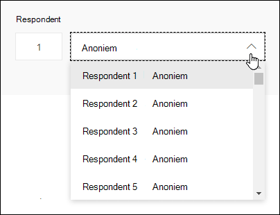 Een vervolgkeuzelijst met respondenten weergeven in Microsoft Forms