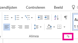 U kunt het dialoogvenster Alinea openen door te klikken op het pictogram Uitvouwen.