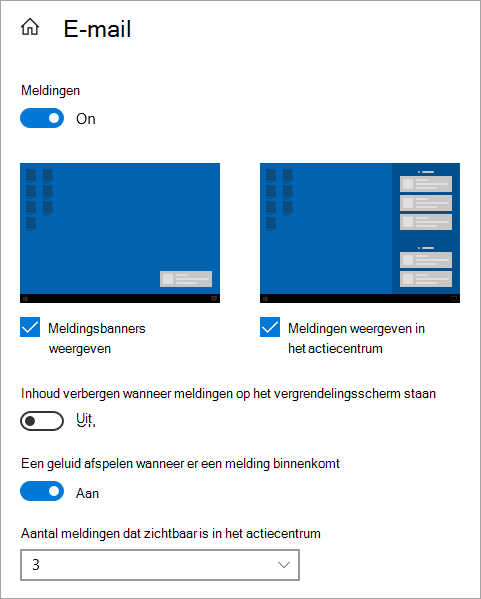 Een pagina Instellingen voor een app in Instellingen voor meldingen.