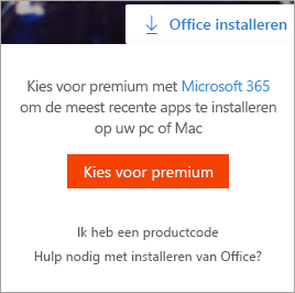 Go Premium-bericht dat wordt weergegeven wanneer de knop Office installeren is geselecteerd.