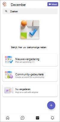 Scherm van de gratis mobiele agenda van Teams