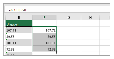 Klik en sleep omlaag in Excel.