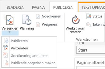 Submit, publiceer de knoppen op het tabblad publiceren in de bewerkingsmodus.