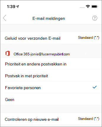 Meldingen in-of uitschakelen in Outlook Mobile