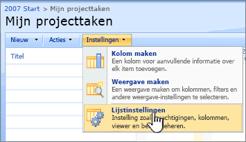 Klik vanaf de knop Instellingen op Lijstinstellingen.