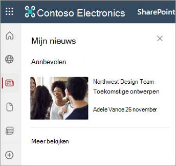 Schermopname van de sectie Mijn nieuws op de pagina van een SharePoint-site.