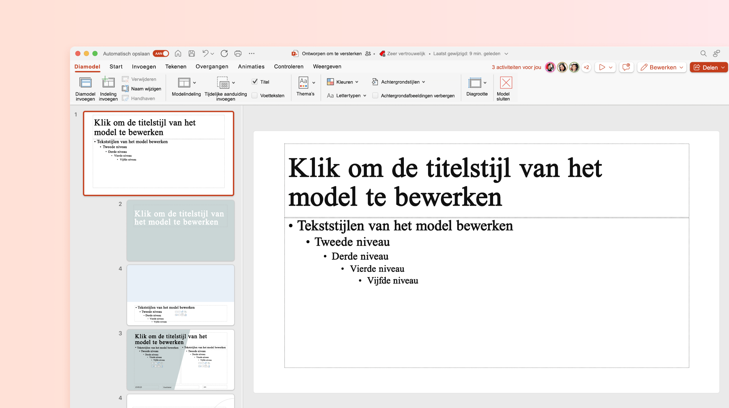 Schermopname van een Silde Master in PowerPoint-sjabloon.