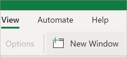 De optie Nieuw venster wordt weergegeven in Excel