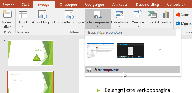 screen clipping drop down in powerpoint