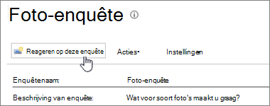 Schermopname van de enquêtepagina met Reageren op deze enquête gemarkeerd.