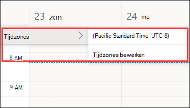 Outlook Web-tijdzones openen