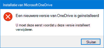 OneDrive fout pop-up