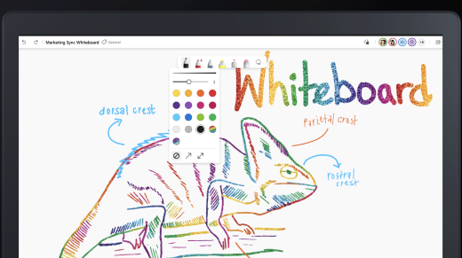 U kunt verschillende inkthulpmiddelen gebruiken om op een whiteboard te tekenen.