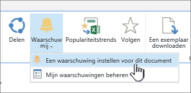 Het tabblad Bestanden, met 'Een waarschuwing instellen voor dit document' gemarkeerd