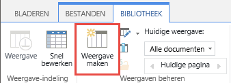 De knop Weergave maken van de SharePoint-bibliotheek op het lint.