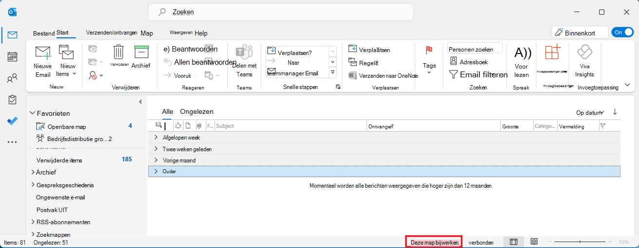 zege Slot zonlicht Gedeeld postvak wordt niet automatisch vernieuwd voor nieuwe e-mail in  Outlook - Microsoft Ondersteuning