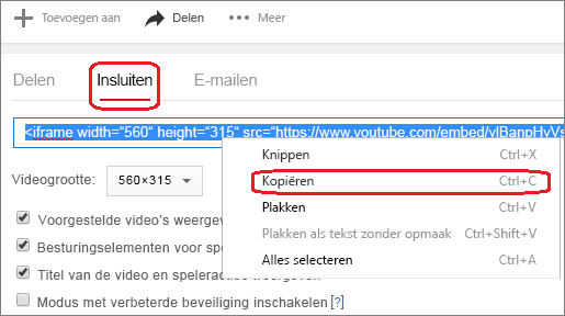 De insluitcode iFrame kopiëren