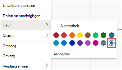 Outlook webagenda kleurselectie met aangepast