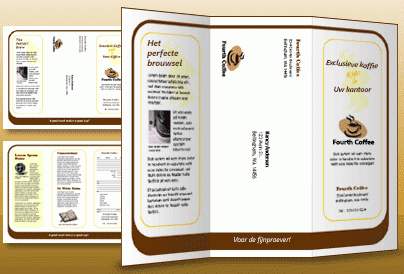 in drieën gevouwen brochure die is gemaakt met microsoft publisher