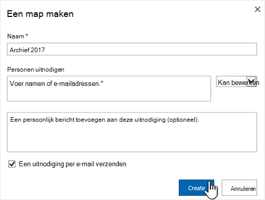 Dialoogvenster Delen in klassieke modus van SharePoint Online