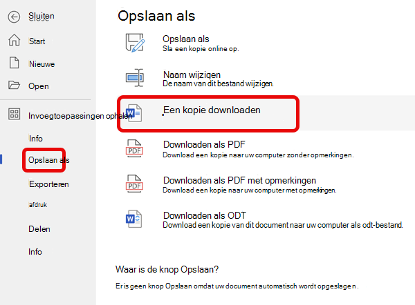 OneDrive OpslaanAls downloaden