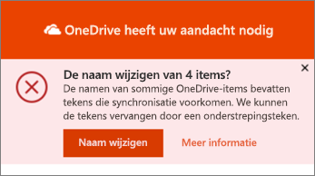 Schermafbeelding van de melding Naam wijzigen in de synchronisatie-app voor het bureaublad van OneDrive