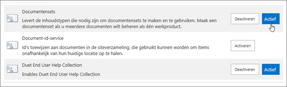 Voorbeelden van de functies van de Siteverzameling die u actief kunt maken voor SharePoint