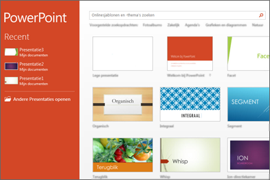 Startscherm van PowerPoint 2013
