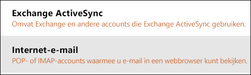 Accounttype kiezen in e-mail