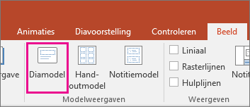 hiermee wordt in PowerPoint de knop Diamodel op het lint weergegeven