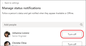 Disable Status Notifications button