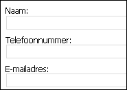 Three text boxes for collecting information