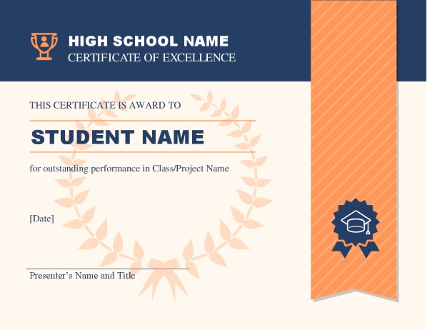 Afbeelding van een certificaat van een middelbare school