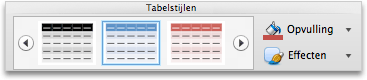 Tabblad Tabellen in PowerPoint, groep Tabelstijlen