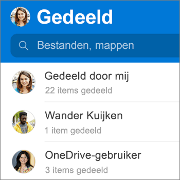 Weergave voor gedeelde bestanden in de OneDrive-app voor Android