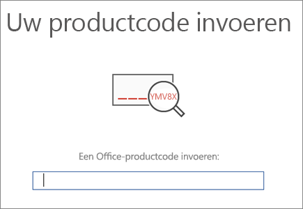 Geeft het scherm weer voor het invoeren van de Office-productcode.