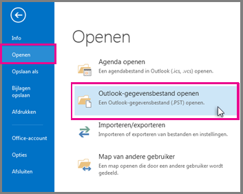 Een Outlook-gegevensbestand openen